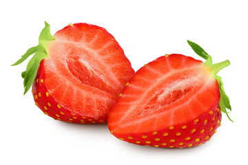 Strawberry isolated on white background. Fresh berry with depth of field