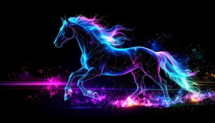 Colorful glowing horse illustration