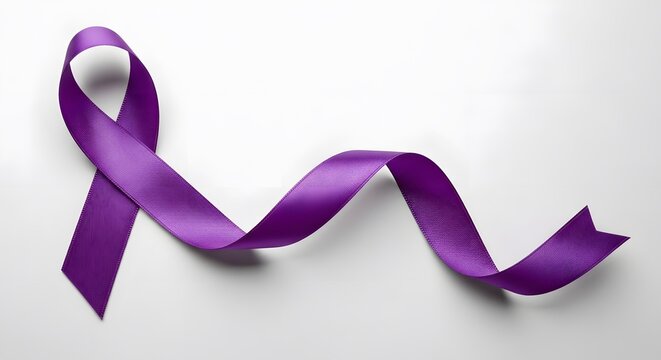 Purple awareness ribbon isolated on white background