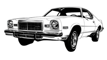 Obraz premium Classic car, front view, monochrome