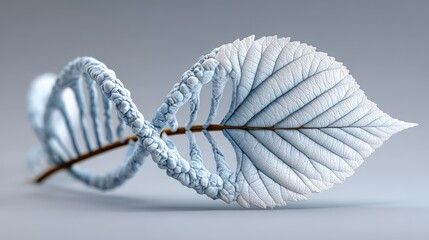 Fototapeta premium Stylized DNA strand with a glossy leaf symbolizing genetic innovation