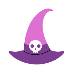 Cute Witch Hat with Skull Illustration on Transparent Background