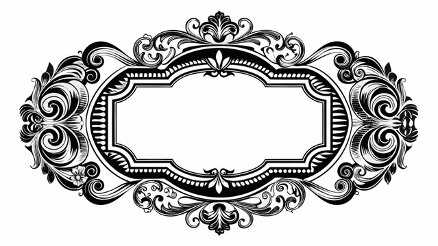 Monochrome simple horizontal frame, showcasing decorative vintage frames isolated against crisp white background, art design border labels, frames and labels, elegantly styled with intricate flourishe