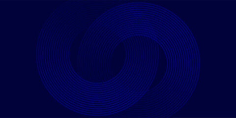 Abstract glowing circle lines on dark blue background. Geometric stripe line art design futuristic