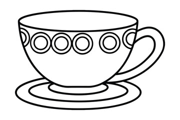Minimalist line drawing a teacup saucer with circular pattern vector