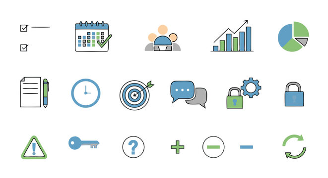 comprehensive infographic illustrating project management phases with icons and symbols representing planning execution and security concepts