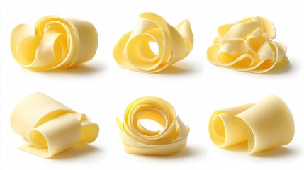 Obraz premium Butter Curls Collection Set on White Background