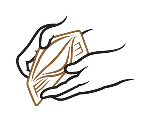 Hands Opening Empty Wallet Silhouette Style