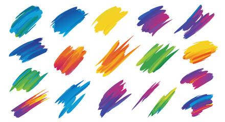 Obraz premium Vibrant Artistic Brushstrokes in an Array of Bright Colors Demonstrating Creative Expression and Artistic Diversity Across Multiple Techniques and