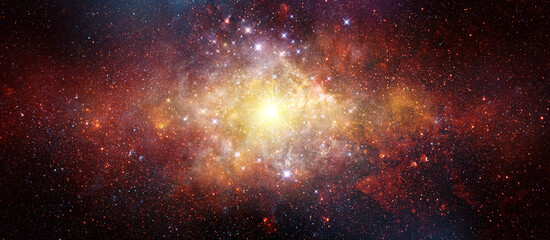 Space scene with stars in the galaxy. Panorama. Universe filled with stars, nebula and galaxy,. Elements of this image furnished by NASA © Tryfonov