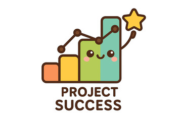 Playful cartoon graph representing project success with a star project success chart