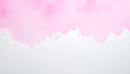 Obraz premium A weathered pink wall showcases peeling paint, revealing layers of texture and color beneath, creating a rustic and vintage aesthetic.