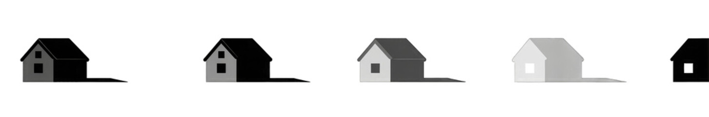 Simple grayscale illustrations of houses of increasing size