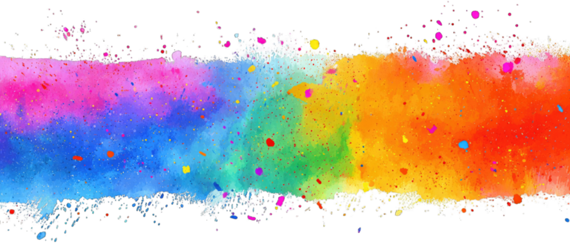 Vibrant, abstract rainbow splatter
