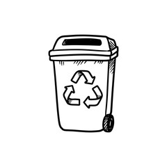 Recycling Bin with Arrows Symbolizing Environmental Conservation