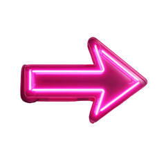 Neon pink arrow sign pointing right, glowing against a white background for vibrant direction display