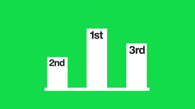Winner podium with 1st, 2nd, and 3rd place icon animation. Podium 1st 2nd 3rd stage animation on transparent background
