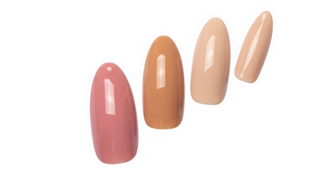 Nail polish color palette nude manicure isolated on transparent background