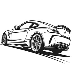 Naklejka premium Vector illustration of a sports car automotive design outline art