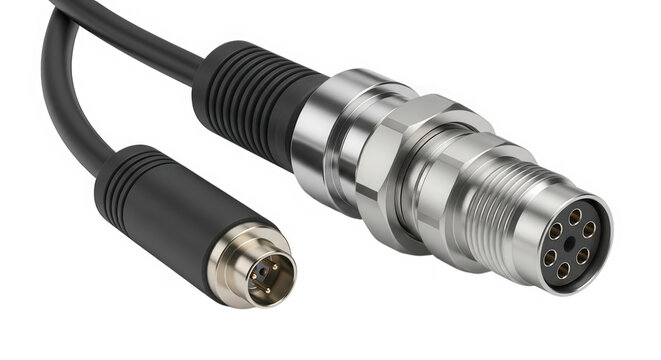 Din connector cable five pin metal isolated on transparent background