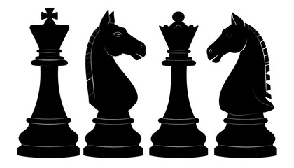 Black chess pieces silhouettes