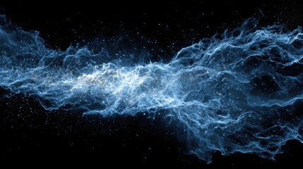 Captivating abstract wave of light and particles against a dark backdrop reveals cosmic energy