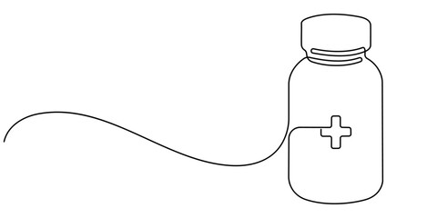 Medicine Bottles continuous one line drawing minimalism design. 