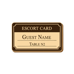 A formal brown and cream escort card template for guest seating arrangements at an event.