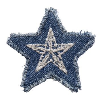 Star-shaped denim patch with embroidered design