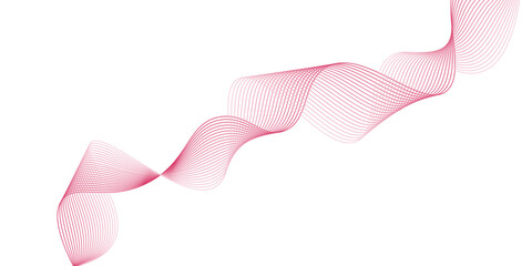 Pink ribbon on white background. Curve blending line backdrop design. Flowing wavy lines isolated on white background. Tech futuristic motion geometric background. Frequency soundwave pattern. 