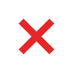 Obraz premium A red cross symbol on a white background, indicating rejection or error.