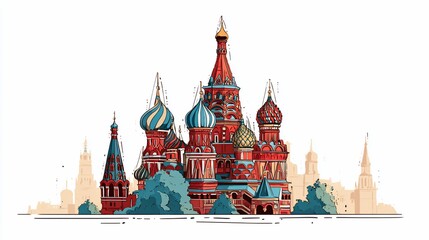 Obraz premium Digital illustration of building on Red Square in Moscow, Russia