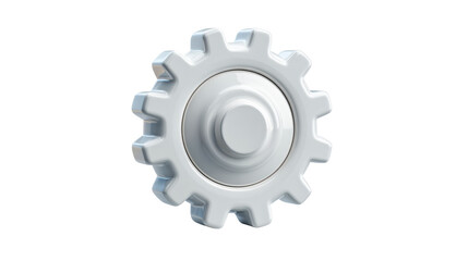 Glossy white gear on transparent background PNG