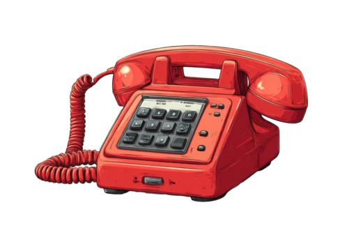 Retro red rotary telephone