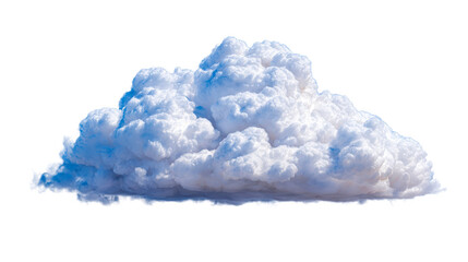 Fluffy cumulus cloud isolated on white with blue shadows