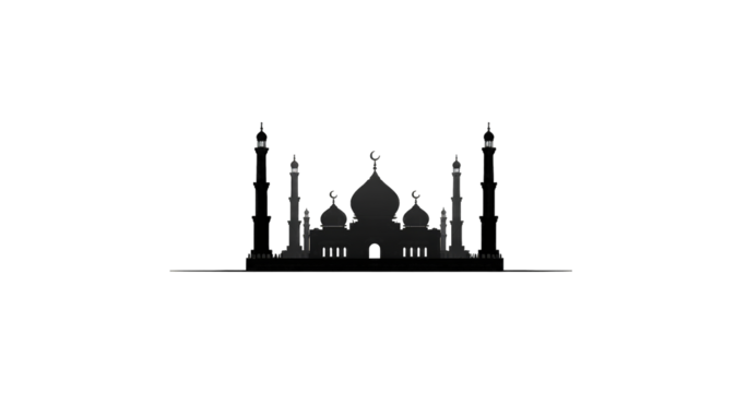 Silhouetted mosque, dark background