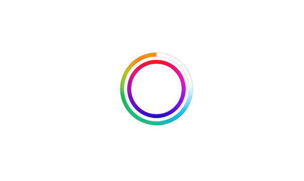 Circular spectrum loading graphic.  Rainbow-hued rings overlayed on black background.  Pixelated effect
