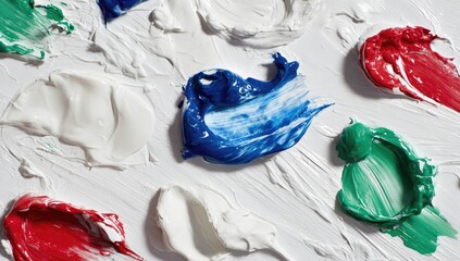 Acrylic paint swatches on white canvas