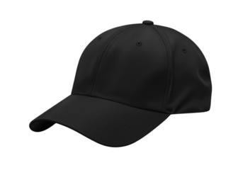 Black baseball cap isolated on transparent background