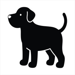 A black labrador dog standing and looking to the side silhouette