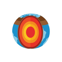 Obraz premium Cross-section illustration of Earth's internal structure revealing concentric layers: core, mantle, and crust.