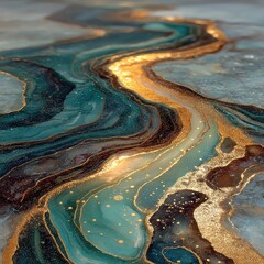 Ethereal Glacier Tones with Brushed Metallic Swirls