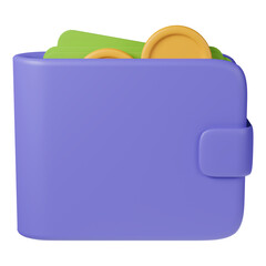 wallet with money 3d icon