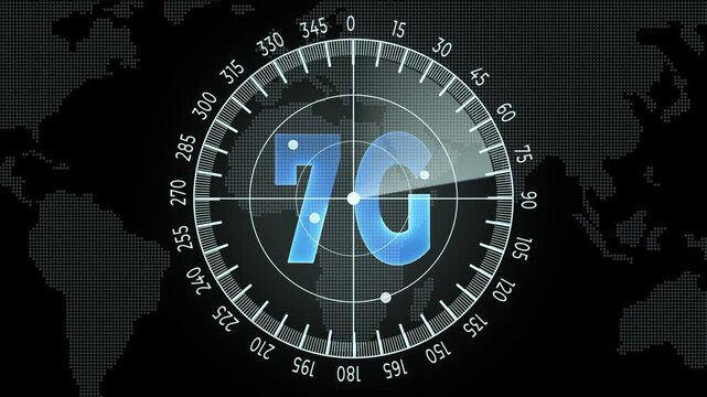 7G, concept of future technology on the transparent background. Motion graphics of  7G network wireless systems and internet of things. Advanced technology. 4k video animation.