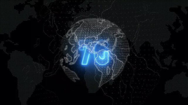 7G, concept of future technology on the transparent background. Motion graphics of  7G network wireless systems and internet of things. Advanced technology. 4k video animation.