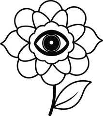 A flower with a human eye in its center silhouette