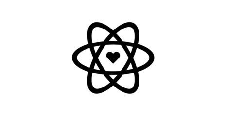 Abstract atom symbol, dark background, colorful speckles