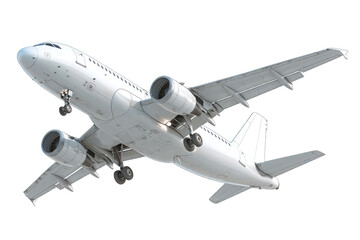 Obraz premium White airplane in flight, angled view