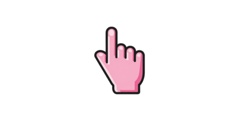 Pink hand pointing upwards