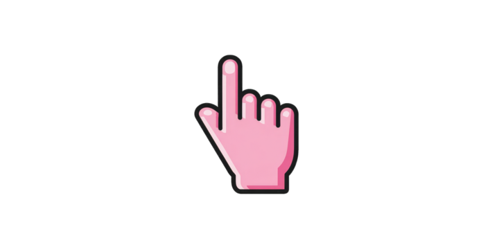 Pink hand pointing upwards - Powered by Adobe